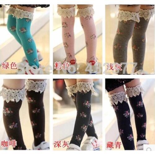 Cotton Lace Girls Boot Socks Leg Warmers Princess Long Floral Childrens Winter Warm Knee High Baby Kids Socks For Children