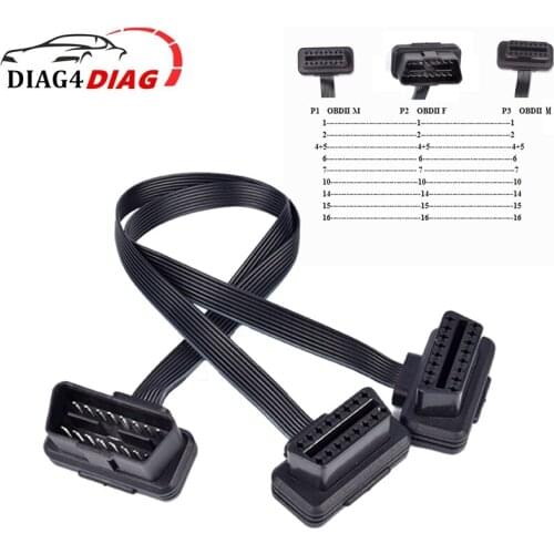 16Pin OBD2 Extension Opening Cable Female Male Opening Connector OBD II ODB2 Car Diagnostic Interface 30CM 60CM Male Cable