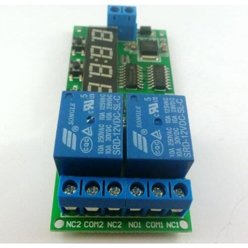 KC22B02_12V DC 12V 2 Ch Multifunction Delay Timer Module Delay Relay Controller Motor Reverse Cycle Loop Timers Interlock Board