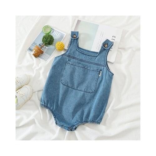 2021 Summer Childrens Clothing for Boys and Girls Korean Rompers Kids Cute Denim Suspenders Shorts Toddler Infant Baby Jumpsuit