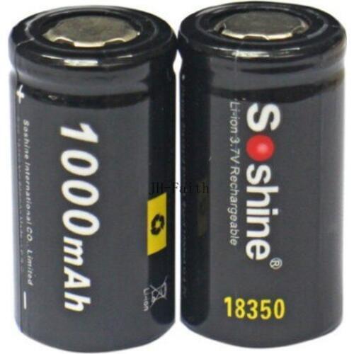 2pcs Soshine 18350 battery 1000mAh 3.7V Li-ion Rechargeable Battery with battery box