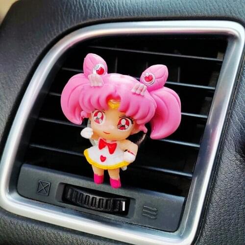 Cute Moon Girl Car Decoration Accessories for Girls Mini Doll Car Perfume Air Freshener Aromatherapy Clip Cute Ornament Gift