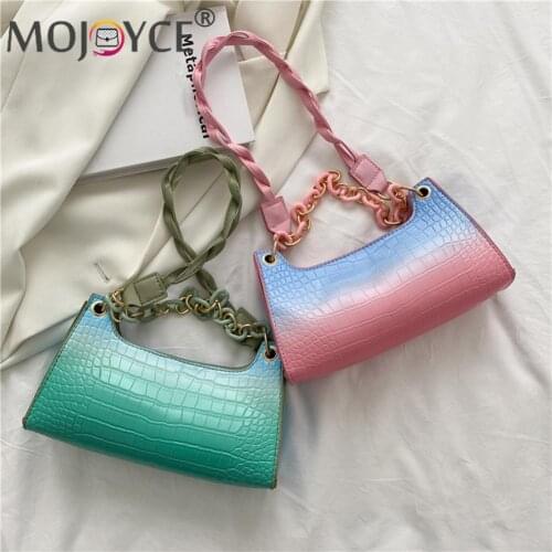 Mini Shoulder Bags Alligator Pattern Gradient Hobos PU Leather Underarm Bag Fashion Ladies Chain Handbag for Women