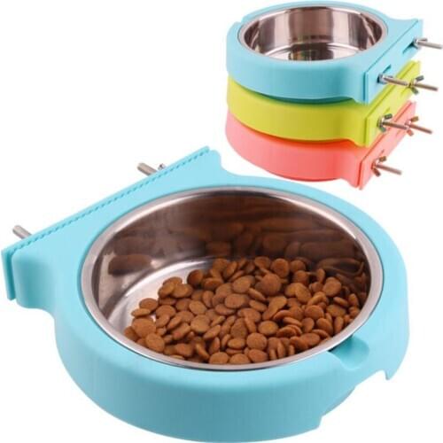 Dog Cat Bowls Stainless Steel Pet Hanging Bowl Feeding Feeder Water Bowl For Pet Dog Cats Puppy Outdoor Food Dish