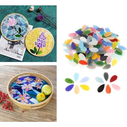 150pcs Assorted Colors Mosaic Tiles Flower Leaves Stained Glass for Garden Seat Table Stepping Stones
