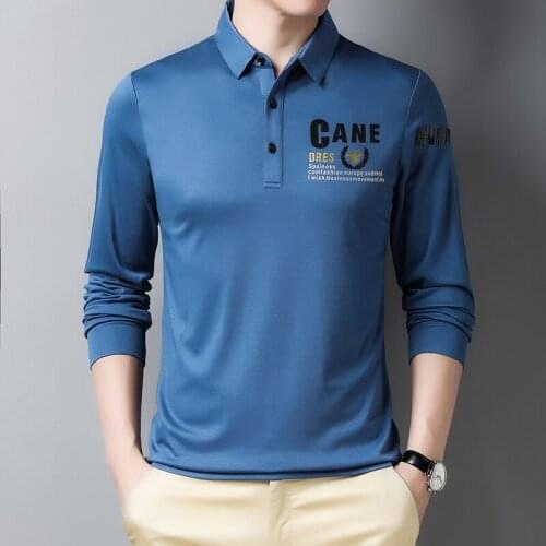 2020 Spring and Autumn Long Sleeve Mens V-Neck T-Shirt Mens Fashion Casual Comfortable Mid-Length Polo Shirt Solid Color