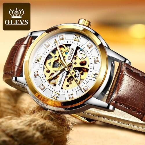 OLEVS Watches for Men Top Brand Luxury Automatic Mechanical Business Hight quality Clock Gold Watch Men 9901