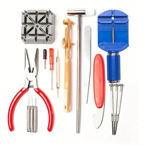 16PC Simple Watch Fix Kit Set Repair Tools Multi Combo Band Dismantle Change Battery Open Cover Operation