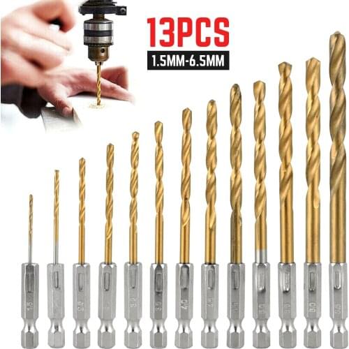 13pcs Drill Bit Set For Stainless Steel Woodworking Twist Drill Bit Drill Hole Cutter Metal Drilling 1.5-6.5mm Wooden Hand Tool