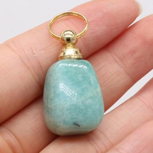 Natural Stone Perfume Bottle Pendant Charms Essential Oil Diffuser Pendant Necklace for Women Making DIY Jewerly Necklace Gift