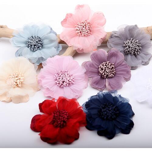 NEW 10color 4Pcs/lot Lace trim patch applique lace fabric Wedding dress DIY flowers bride hair veil clothes Headwear Decoration