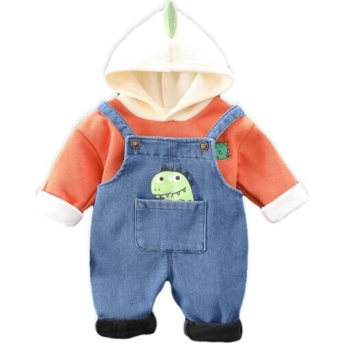 New Autumn Winter Baby Girl Clothes Children Boys Thick Sports Hoodies Overalls 2Pcs/set Toddler Fashion Costume Kids Tracksuits