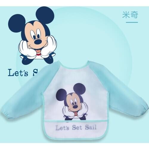 New Disney Baby Toddler Bibs For Kids Newborn Mickey Mouse Cartoon Waterproof Infant Feeding Bib Coat Cover for Drawing