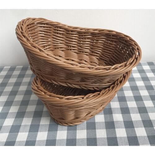 Oval curved rattan wicker woven bread basket fruit and vegetable basket restaurant table display basket multifunctional basket