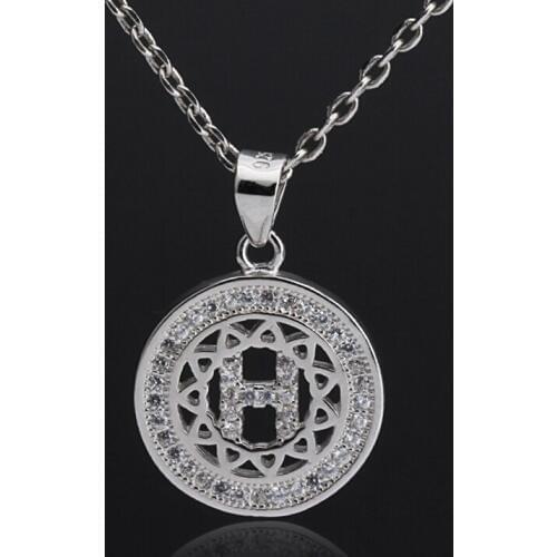 Real 925 Sterling Silver Simple Circular Letter H Micro Pave CZ Necklace Pendant Choker Participate Party Jewelry