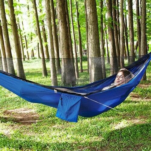 MLGB Camping Hammock with Mosquito Net Nylon Double Hammock Waterproof Lightweight Portable for Backpacking Hiking Fishing