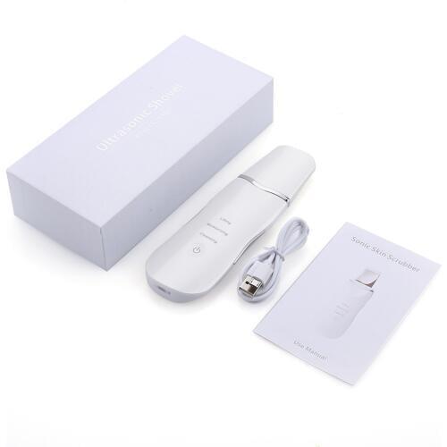 Dropshipping Ultrasonic Skin Scrubber with Box Deep Face Cleaner Face Peeling Spatula Shovel Lifting Beauty Instrument Massager