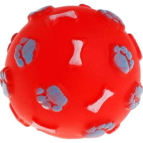 Rubber Ball Squeaky Bone Footprint Cute Play Funny Balls Fetch Interactive Cat Kitten Dog Puppy Supplies Molar Chew Bite Non