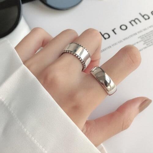 S925 silver custom European and American personality fashion simple bold thickened aperture ring personality net red design