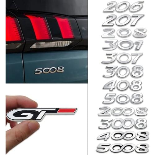 Car Styling Metal Car Rear Trunk Emblem Sticker For Proceed 2008 3008 4008 5008 206 207 208 301 307 308 408 508 GT