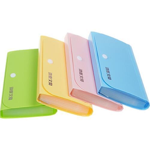 A6 Document Bag Accordion Style Mini Bills Receipt File Bag Pouch Folder Card Organizer File Holder Office Supply Random Color