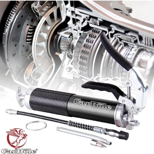 Heavy Duty Grease Gun 6000 PSI Anodized Aluminum Pistol Grip Lubrication 14oz Black with 18" Flex Hose