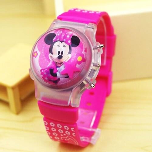 Cartoon luminous childrens watch Mickey Mouse silicone jelly water ball fashion cute flash Watch kids watches clock watches