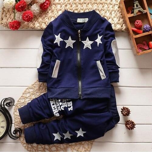 BibiCola spring autumn baby boy clothing sets star zip coat+sport pants clothes set kids boys sport suit for boys tracksuit set