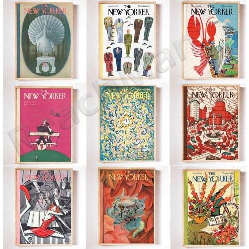 New Yorker magazine vintage prints, pink magazine cover, vintage, 1925, vintage art, gallery wall, magazine prints, flowers, col