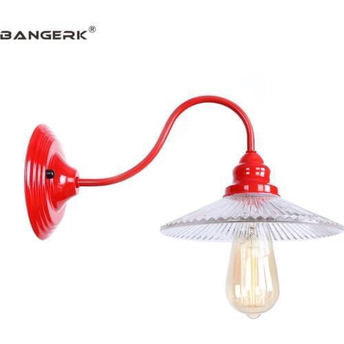 Vintage Loft Decor Sconce Wall Lights LED Edison American Modern Wall Lamp Bedside Home Lighting Red Iron Glass E27 Luminaire
