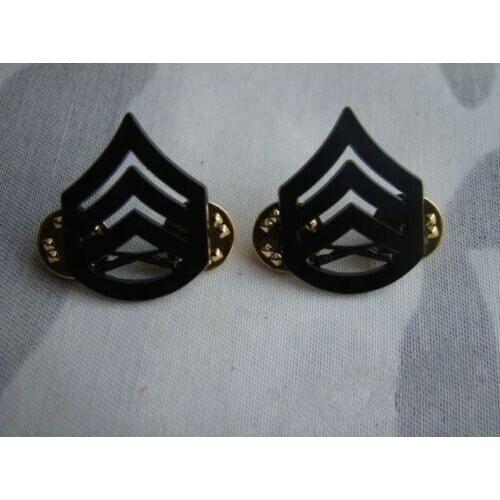PAIR OF US USMC MARINE CORPS STAFF SERGEANT RANK METAL BADGE PIN BLACK - World military Store