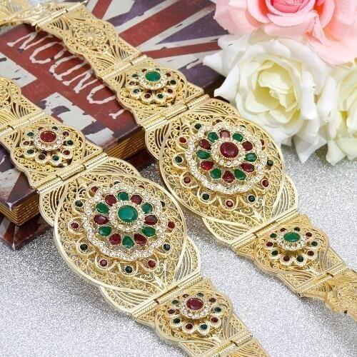 SUNSPICE-MS Norocco Caftan Belt Gold Color Ethnic Wedding Jewelry Metal Waist Chain Adjustable Length Bijoux