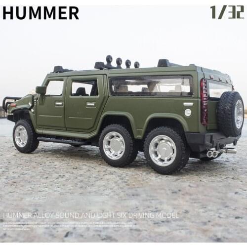 1:32 Hummer H2 Off-road High Simulation Alloy Car Model Sound and Light Pull Back Door Boy Car Toy For Children Gifts