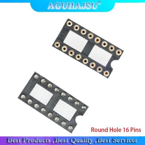 10pcs DIP16 Round Hole 16 Pins 2.54MM DIP 2.54 IC Sockets Adaptor Solder Type 16 PIN IC Connector
