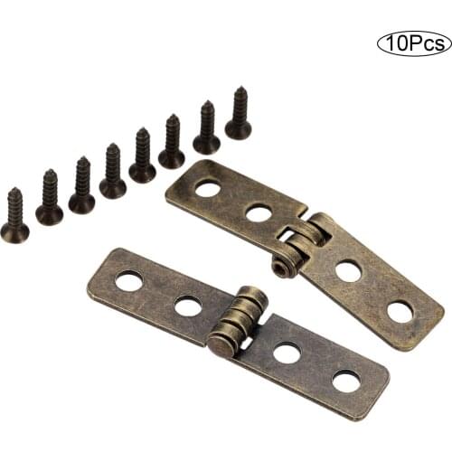 10Pcs 4 Holes Jewelry Box Drawer Furniture Decorative Hinge Antique Bronze Cabinet Door Luggage Rectangle Hinge 58*13mm