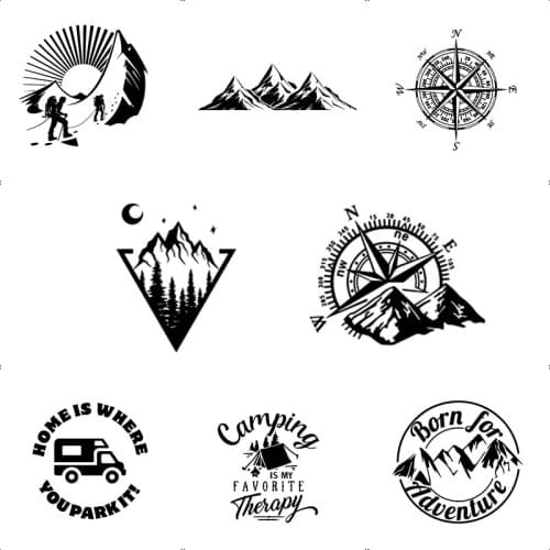 10 Styles Adventure Sports Vinyl Car Sticker Compass Wrap Vinyl Mountain car-Styling Auto Engine Cover Door Window Large Size