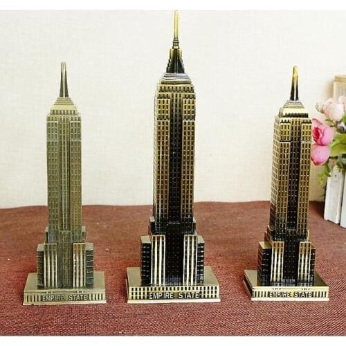 18-22cm World Famous Empire State Building Model Bronze Craft 3D Tower Miniaturas Statue Ornaments Gift