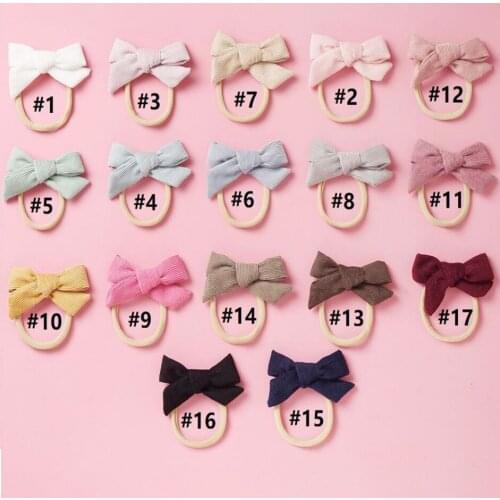 36pc/lot Hand Tied Corduroy Bow Nylon Headband or Hair Clip, Girls Fabric Bow Hair Accessory Autumn Winter hair bows with clips