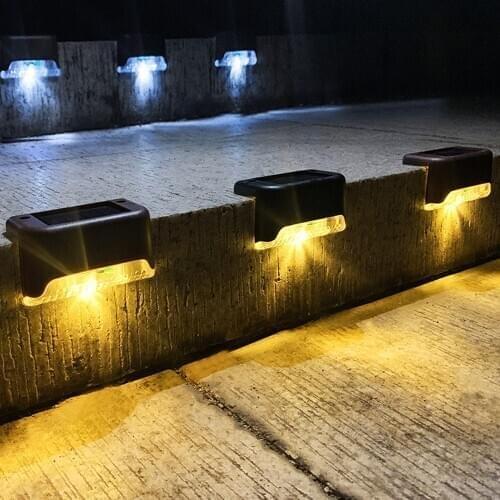 4pcs/8pcs/16pcs Outdoor Garden Solar Powered LED Stair Light Aisle Corridor Step Lights Balcony Landscape Lighting Energy Saving