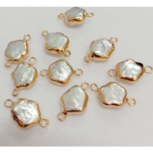 5 PCS /LOT 100% freshwater loose pearl with baroque shape, flower shape pearl with 2 hanging ,DIY PEARL BEADS, nature white