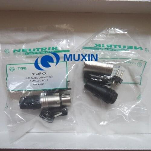 50Pcs/lot 25PCS NC3MXX & 25PCS NC3FXX NEUTR1K Male and female A set 3Pin XLR Connector withe Original