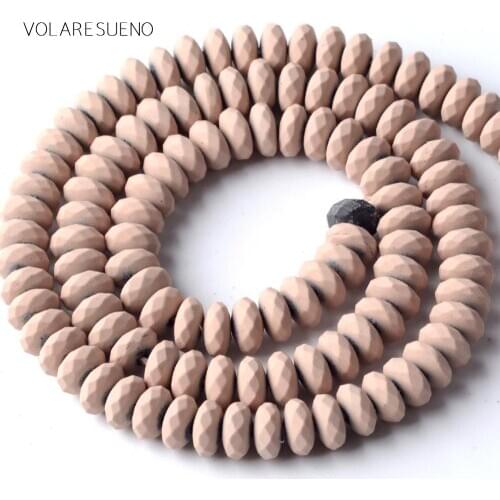 6mm Light Pink Hematite Stone Natural Stone Rubber Rondelle Beads For Jewelry Making Space Loose Beads Diy Bracelet 15inches