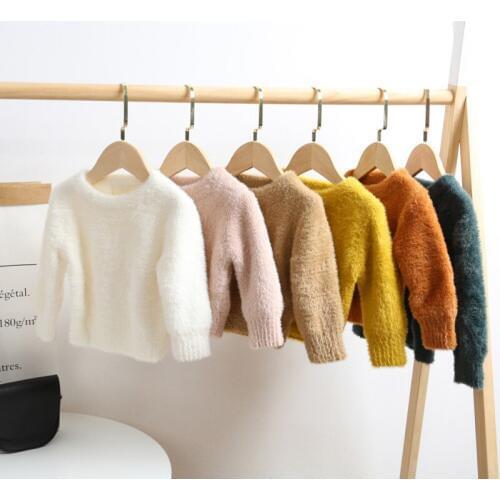 Toddler Blouse Baby Boy Girl Solid Sweater Autumn Winter Toddler Warm Long Sleeve T-shirt Tops Baby Clothes