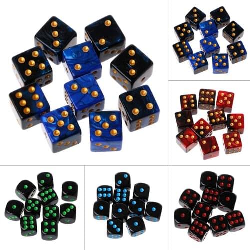 10pcs 15mm Multicolor Acrylic Cube Dice Beads Six Sides Portable Table Games Toy