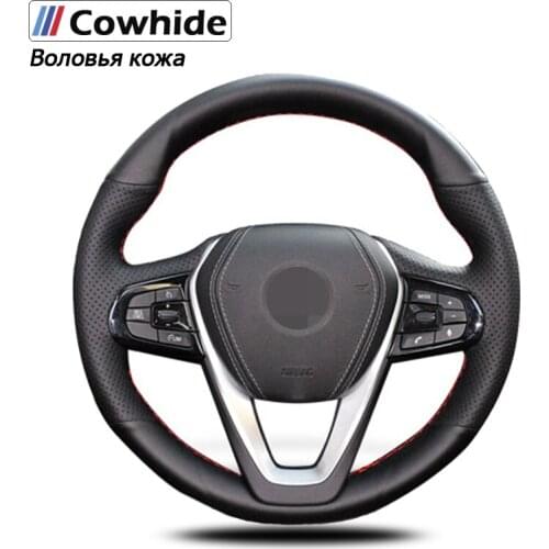Handsewing Black Genuine Leather Steering Wheel Covers For BMW G30 530i 540i 520d 530e 2016-2018 G32 GT 630i 630d 2017-2018