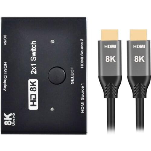 Chenyang 8K@60hz HDMI-Compatible 2.1 Switch & 3 Cables 2-IN-1-OUT Hub Support HDCP SST Extended 4K@60hz