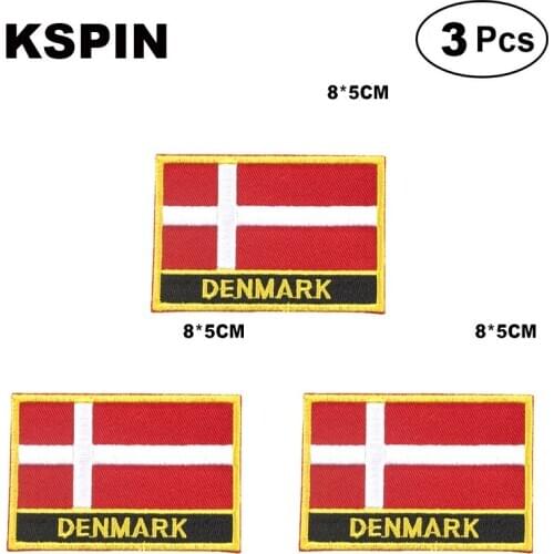 Denmark Rectangular Shape Flag patches embroidered flag patches national flag patches for clothing DIY Decoration