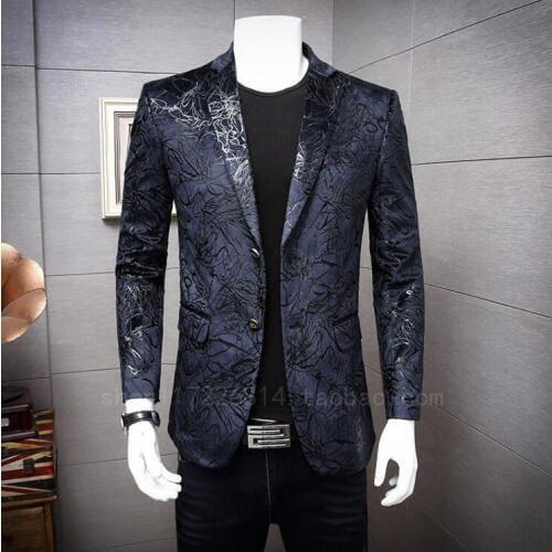 Wild velveteen blazer men jacket masculino slim fit casaco jaqueta masculina England personality coats mens suits big size M 5XL