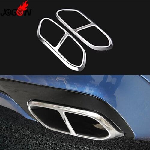 For Volvo XC60 2018 2019 Car Rear Dual Exhaust Muffler End Pipe Stickers Cover Trims Accessories Stainless Steel
