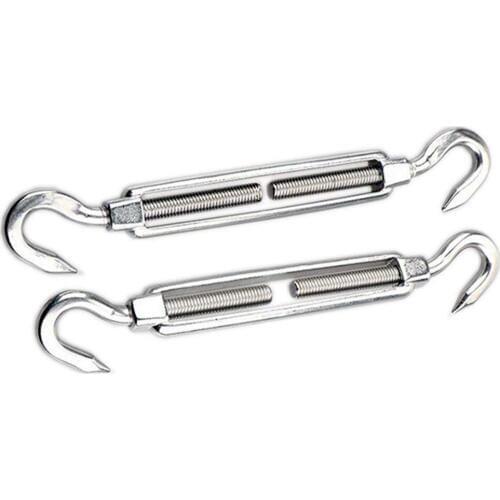 DSGS 2pcs M8 Turnbuckle Wire Tensioner, 304 Stainless Steel Hook Rope Cable Tension Set for Heavy Duty Sun Shade Sail Fixing K